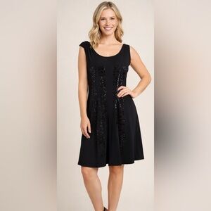 Connected Apparel Elegant Black Midi Dress